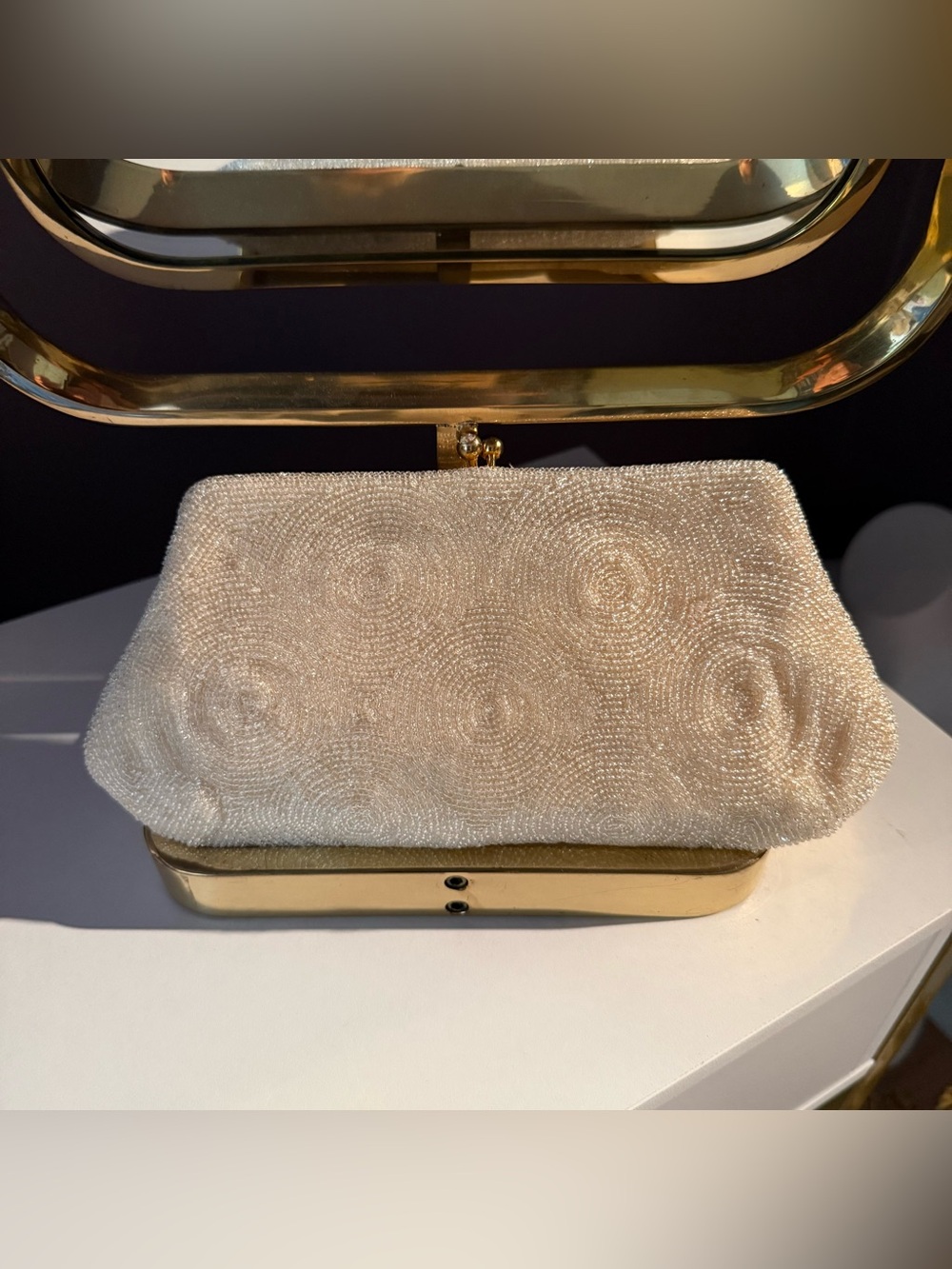 Vintage Pearl Beaded Cream Clutch - Picture 2 of 6